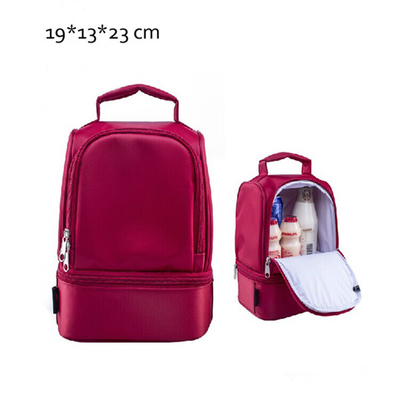 Os sacos do almoço das crianças vermelhas/isolaram sacos do almoço para camadas de Doube das crianças