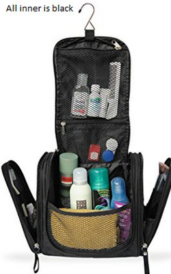 Organizador preto da composição do curso, saco cosmético de suspensão do curso com multi bolsos