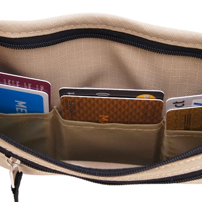 Luz - o curso marrom da cintura RFID ensaca a carteira para o passaporte/dinheiro/esporte