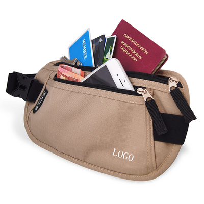 Luz - o curso marrom da cintura RFID ensaca a carteira para o passaporte/dinheiro/esporte