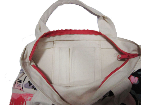 Cópia de tela de seda de nylon das sacolas de mulheres brancas com fechamento do zíper